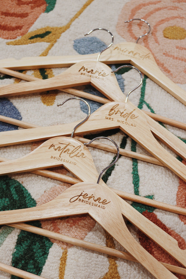 engraved bride hangers