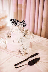 Acrylic wedding cake topper with couple names