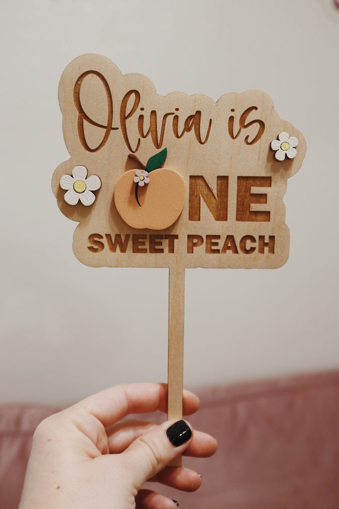 Custom wood first  birthday cake topper