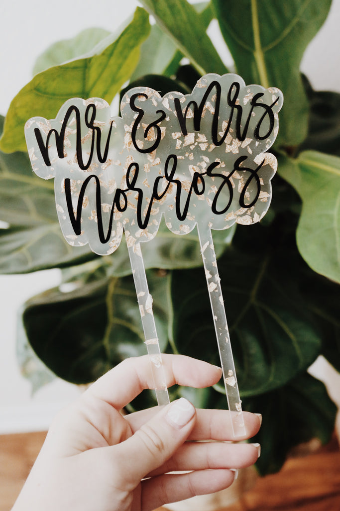 Custom acrylic wedding cake topper
