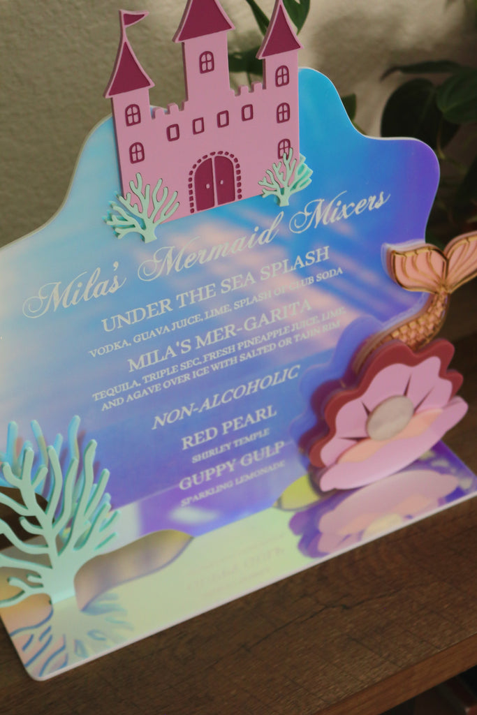 Under the sea Baby shower acrylic bar menu