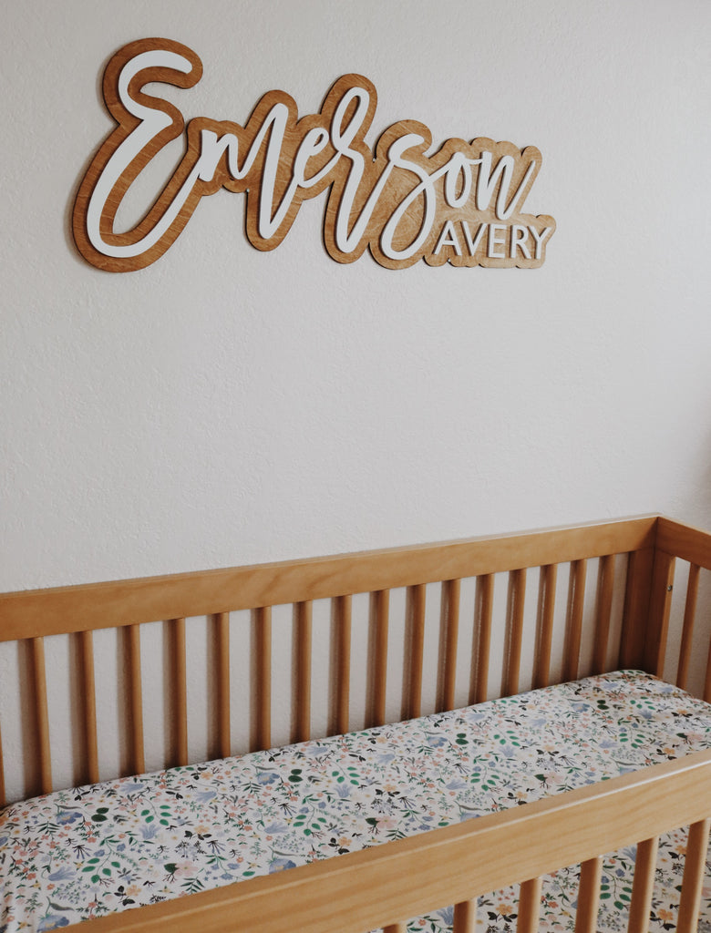 Custom wood baby nursery name sign