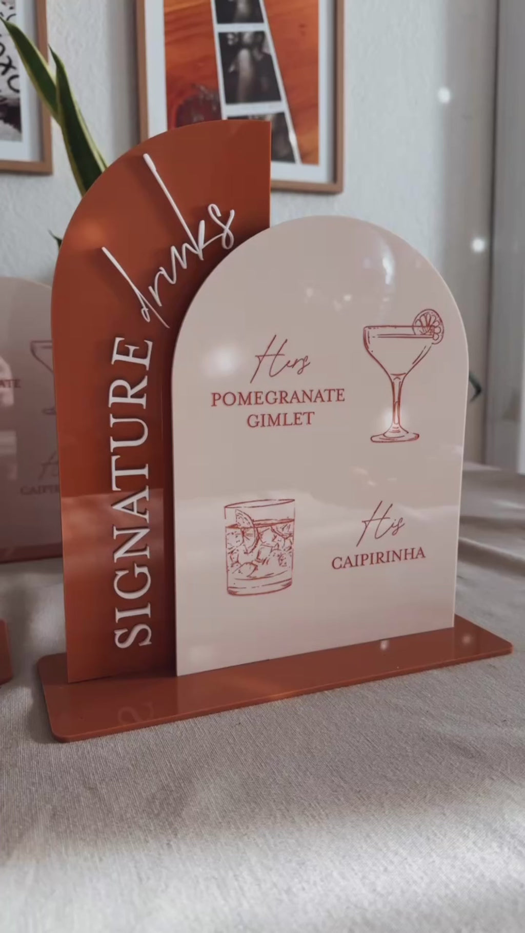 Signature drinks acrylic bar menu