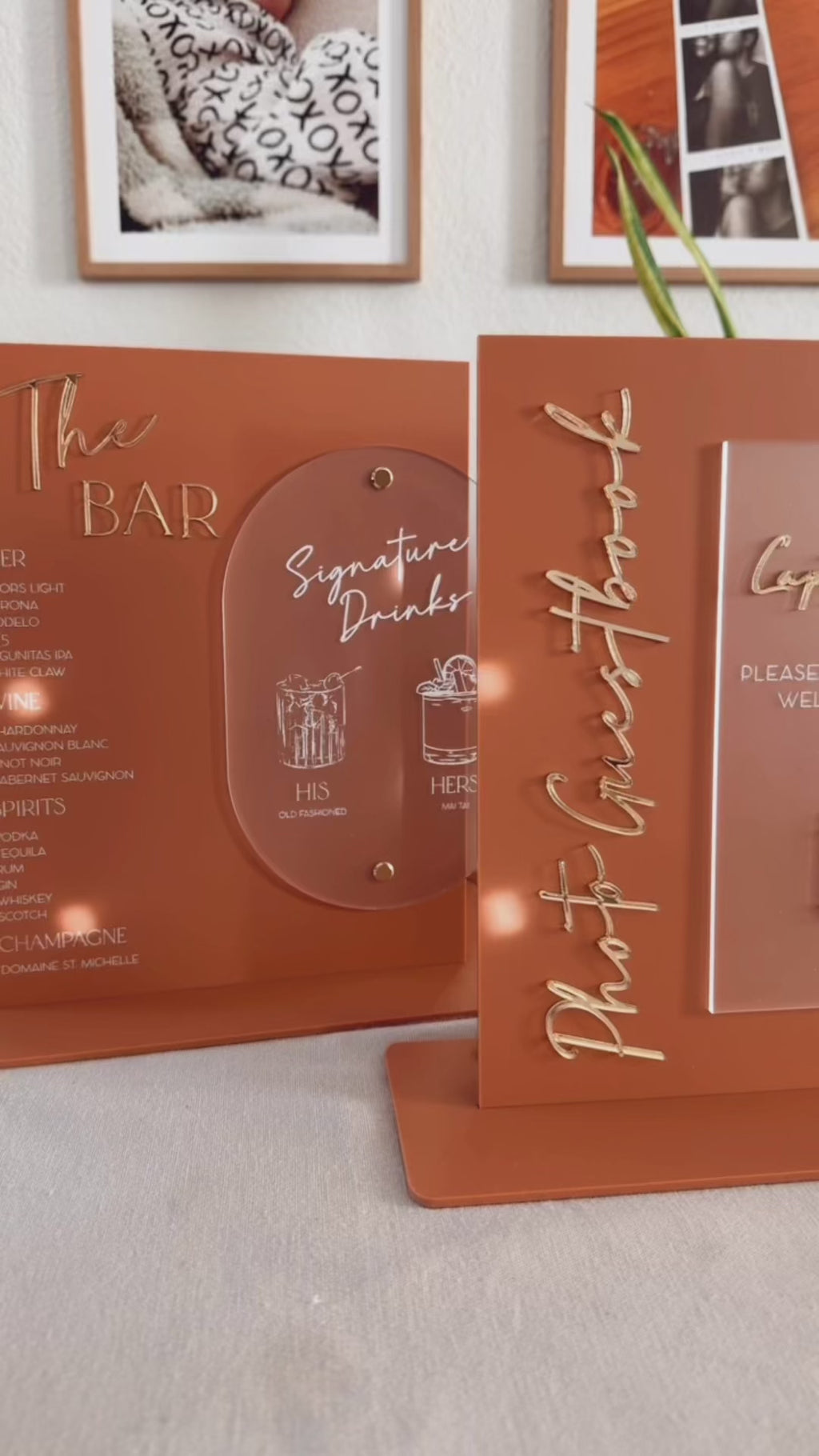 Custom acrylic wedding signage boho